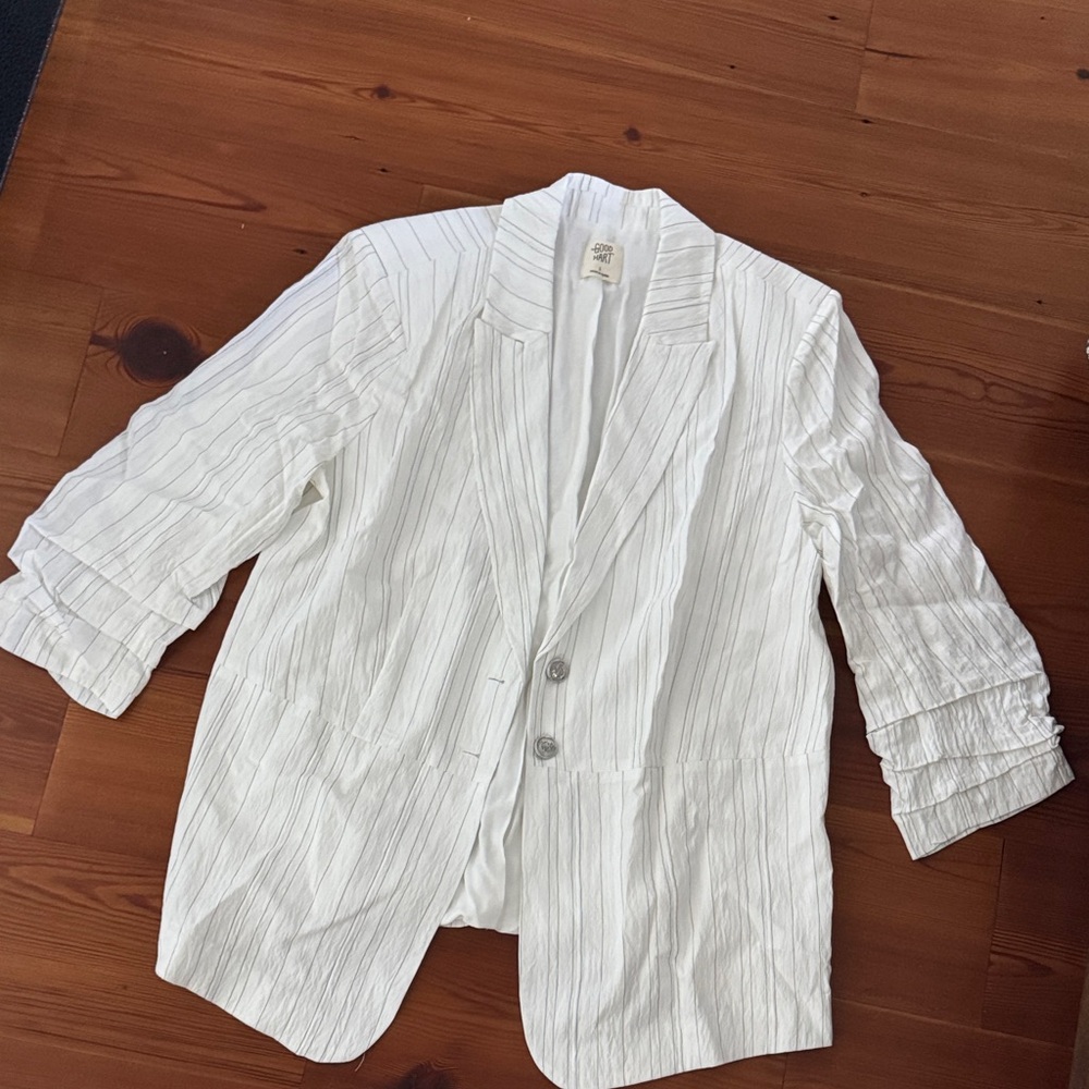 Good Hart White Striped Blazer